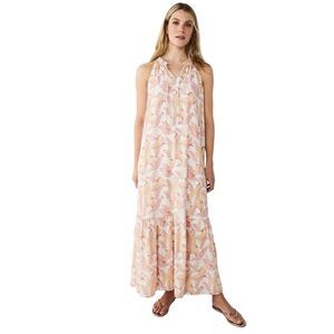 Nine West Palm Print Tiered Peasant Ankle Length Maxi Dress N0475